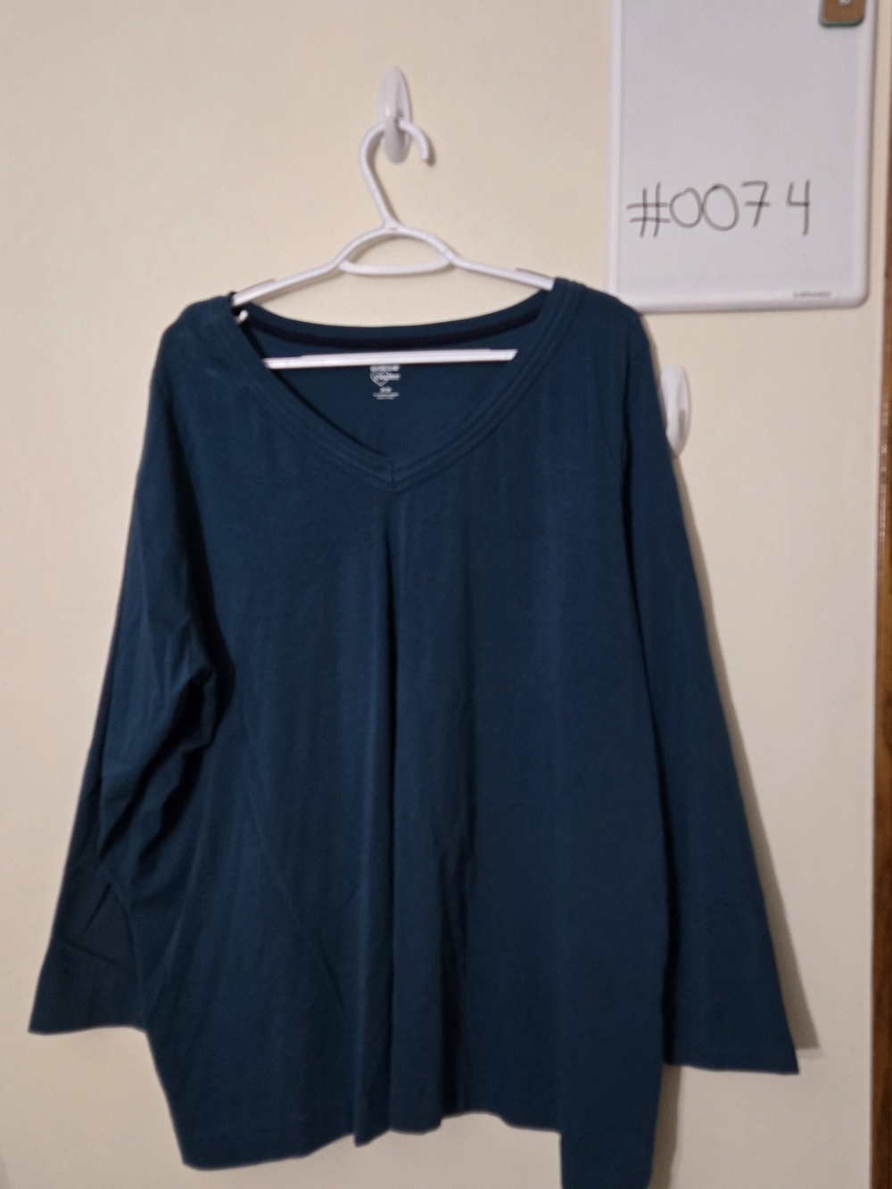 Avenue Size 26/28 (4X) Deep Teal V-Neck Long Sleeve Women's Top #0074